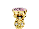 Yellow gold Fancy Pink Oval Cut Solitaire Milgrain Leaf Band with Prong Setting_5