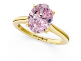 Yellow gold Fancy Pink Oval  Cut Solitaire Ring with Cathedral Band and Four-Prong Setting_56