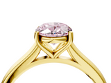 Yellow gold Fancy Pink Oval  Cut Solitaire Ring with Cathedral Band and Four-Prong Setting_59