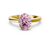 Yellow gold Fancy Pink Oval  Cut Solitaire Ring with Four-Prong Setting and Classic Band_44
