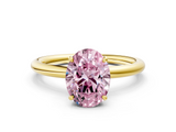 Yellow gold Fancy Pink Oval  Cut Solitaire Ring with Thin Band and Four-Prong Setting_16