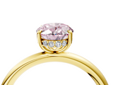 Yellow gold Fancy Pink Oval  Cut Solitaire Ring with Thin Band and Four-Prong Setting_20