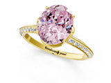 Yellow gold Fancy Pink Oval Cut Solitaire Split Shank Pave Diamond Engagement Ring with Four-Prong Setting_1