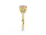 Yellow gold Fancy Pink Oval Cut Solitaire Split Shank Pave Diamond Engagement Ring with Four-Prong Setting_2