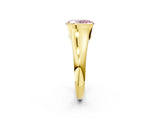 Yellow gold Fancy Pink Oval Cut Solitaire Tension Set Diamond Ring with Split Shank Band_2