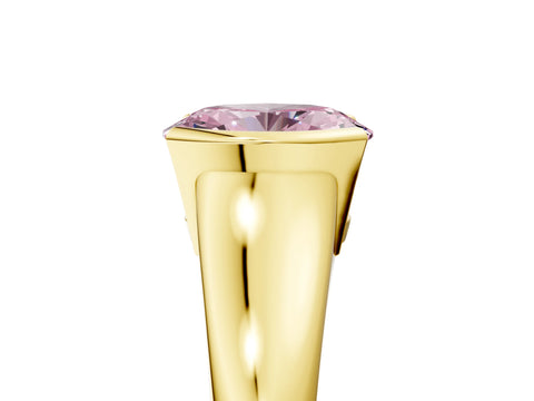Yellow gold Fancy Pink Oval Cut Solitaire Tension Set Diamond Ring with Split Shank Band_5