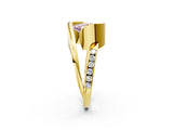 Yellow gold Fancy Pink Oval Cut Solitaire Tension-Set Diamond Split Shank Ring_2