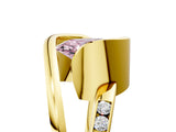 Yellow gold Fancy Pink Oval Cut Solitaire Tension-Set Diamond Split Shank Ring_5
