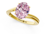 Yellow gold Fancy Pink Oval  Cut Solitaire Twist Band Ring with Four-Prong Setting_21