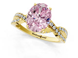 Yellow gold Fancy Pink Oval Cut Solitaire Twist Pave Diamond Engagement Ring with Prong Setting_25