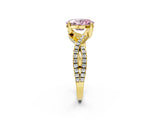 Yellow gold Fancy Pink Oval Cut Solitaire Twist Pave Diamond Engagement Ring with Prong Setting_26