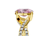 Yellow gold Fancy Pink Oval Cut Solitaire Twist Pave Diamond Engagement Ring with Prong Setting_29