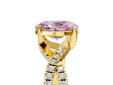 Yellow gold Fancy Pink Oval Cut Solitaire Twist Pave Diamond Engagement Ring with Prong Setting_5