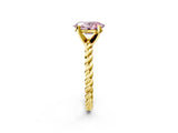 Yellow gold Fancy Pink Oval  Cut Solitaire Twisted Band with Four-Prong Setting_107