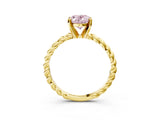 Yellow gold Fancy Pink Oval  Cut Solitaire Twisted Band with Four-Prong Setting_108