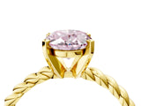 Yellow gold Fancy Pink Oval  Cut Solitaire Twisted Band with Four-Prong Setting_109