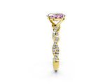 Yellow gold Fancy Pink Oval Cut Solitaire Twisted Pave Band with Four-Prong Setting_5