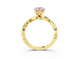 Yellow gold Fancy Pink Oval Cut Solitaire Twisted Pave Band with Four-Prong Setting_6