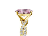 Yellow gold Fancy Pink Oval Cut Solitaire Twisted Pave Band with Four-Prong Setting_8