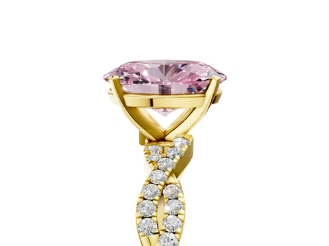 Yellow gold Fancy Pink Oval Cut Solitaire Twisted Pave Band with Four-Prong Setting_8