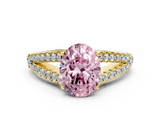 Yellow gold Fancy Pink Oval  Cut Split Shank Pave Diamond Engagement Ring with Four-Prong Setting_24