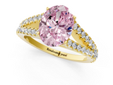 Yellow gold Fancy Pink Oval  Cut Split Shank Pave Diamond Engagement Ring with Four-Prong Setting_25