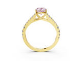 Yellow gold Fancy Pink Oval  Cut Split Shank Pave Diamond Engagement Ring with Four-Prong Setting_27