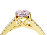 Yellow gold Fancy Pink Oval  Cut Split Shank Pave Diamond Engagement Ring with Four-Prong Setting_28