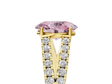 Yellow gold Fancy Pink Oval  Cut Split Shank Pave Diamond Engagement Ring with Four-Prong Setting_29