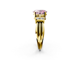 Yellow gold Fancy Pink Oval  Cut Three-Stone Channel Set Ring with Bar Prongs_61