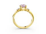 Yellow gold Fancy Pink Oval  Cut Three-Stone Channel Set Ring with Bar Prongs_62
