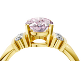 Yellow gold Fancy Pink Oval  Cut Three-Stone Channel Set Ring with Bar Prongs_63