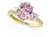 Yellow gold Fancy Pink Oval  Cut Three-Stone Diamond Pavé Band with Prong Setting_18