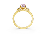 Yellow gold Fancy Pink Oval  Cut Three-Stone Diamond Pavé Band with Prong Setting_20