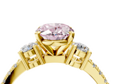 Yellow gold Fancy Pink Oval  Cut Three-Stone Diamond Pavé Band with Prong Setting_21