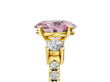 Yellow gold Fancy Pink Oval  Cut Three-Stone Diamond Pavé Band with Prong Setting_22