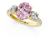 Yellow gold Fancy Pink Oval  Cut Three-Stone Diamond Pave Band with Prong Setting_38