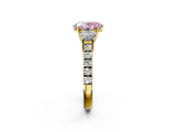 Yellow gold Fancy Pink Oval  Cut Three-Stone Diamond Pave Band with Prong Setting_39