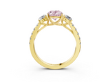 Yellow gold Fancy Pink Oval  Cut Three-Stone Diamond Pave Band with Prong Setting_40