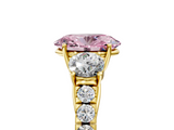 Yellow gold Fancy Pink Oval  Cut Three-Stone Diamond Pave Band with Prong Setting_42