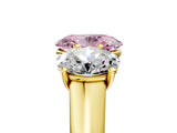 Yellow gold Fancy Pink Oval Cut Three-Stone Diamond Ring with Prong Setting on a Classic Band_17