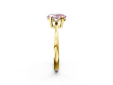 Yellow gold Fancy Pink Oval  Cut Three-Stone Solitaire Ring with Round Accent Diamonds and Four-Prong Setting_22