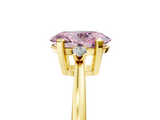 Yellow gold Fancy Pink Oval  Cut Three-Stone Solitaire Ring with Round Accent Diamonds and Four-Prong Setting_25