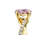 Yellow gold Fancy Pink Oval  Cut Twist Band Solitaire Diamond Ring with Pavé Setting_8