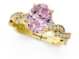 Yellow gold Fancy Pink Oval  Cut Twisted Pavé Band Solitaire Ring with Four-Prong Setting_56