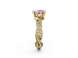 Yellow gold Fancy Pink Oval  Cut Twisted Pavé Band Solitaire Ring with Four-Prong Setting_57