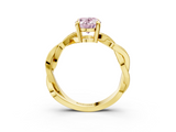 Yellow gold Fancy Pink Oval  Cut Twisted Pavé Band Solitaire Ring with Four-Prong Setting_58