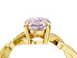 Yellow gold Fancy Pink Oval  Cut Twisted Pavé Band Solitaire Ring with Four-Prong Setting_59