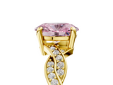 Yellow gold Fancy Pink Oval  Cut Twisted Pavé Band Solitaire Ring with Four-Prong Setting_60