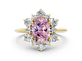 Yellow gold Fancy Pink Oval  Diamond Cluster Halo Ring with Solitaire Band and Four-Prong Setting_19